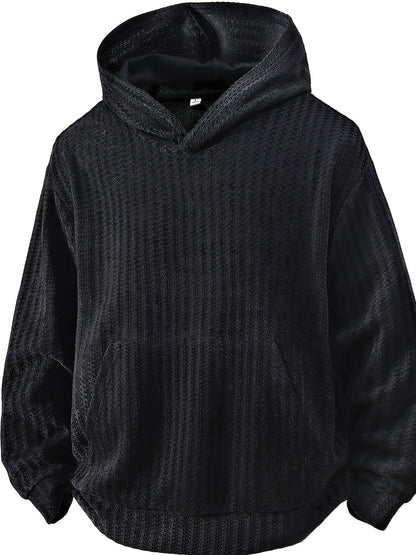 Sudadera con capucha y bolsillo canguro – Diseño acanalado, corte holgado