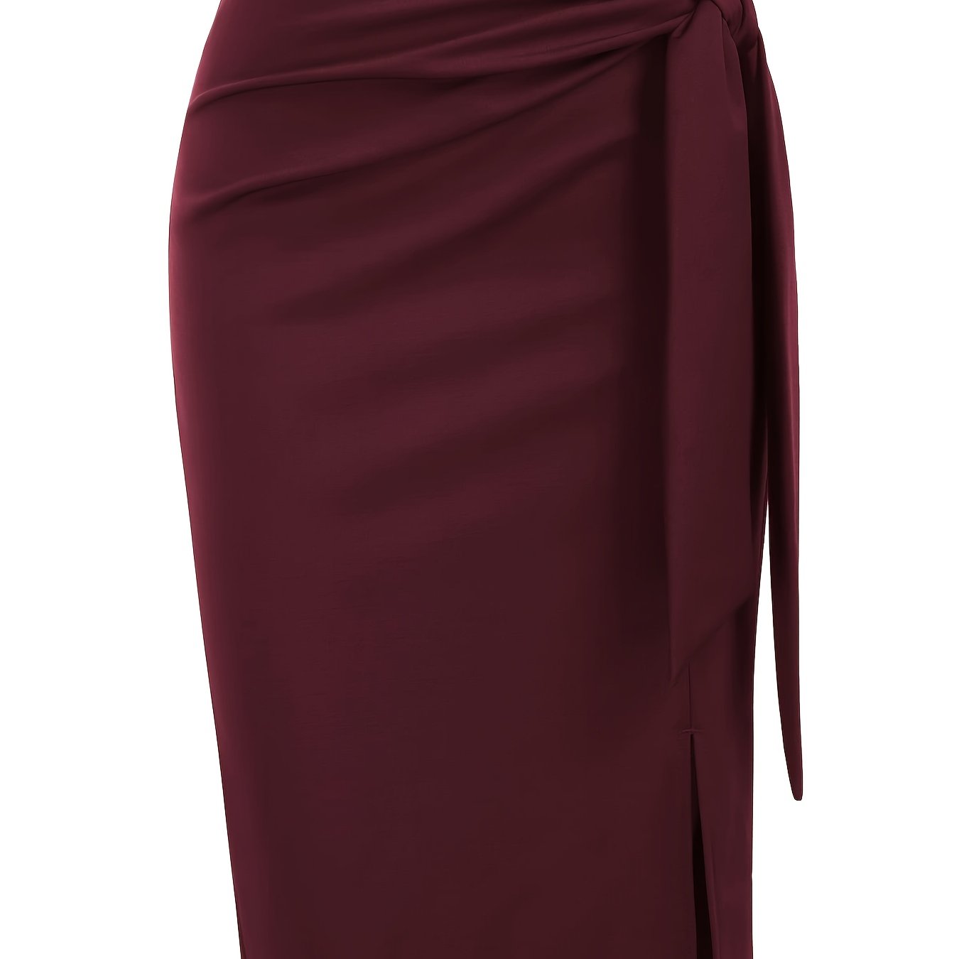 Gonna midi elegante da donna con dettaglio nodo e spacco – Perfetta per ufficio ed eventi