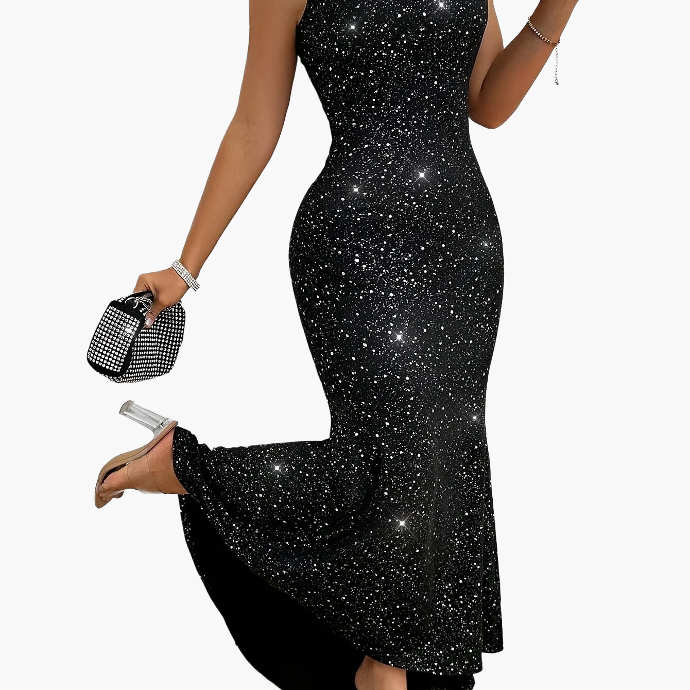Damen Abendkleid Bodycon Glitzer Maxikleid Elegant für festliche Anlässe