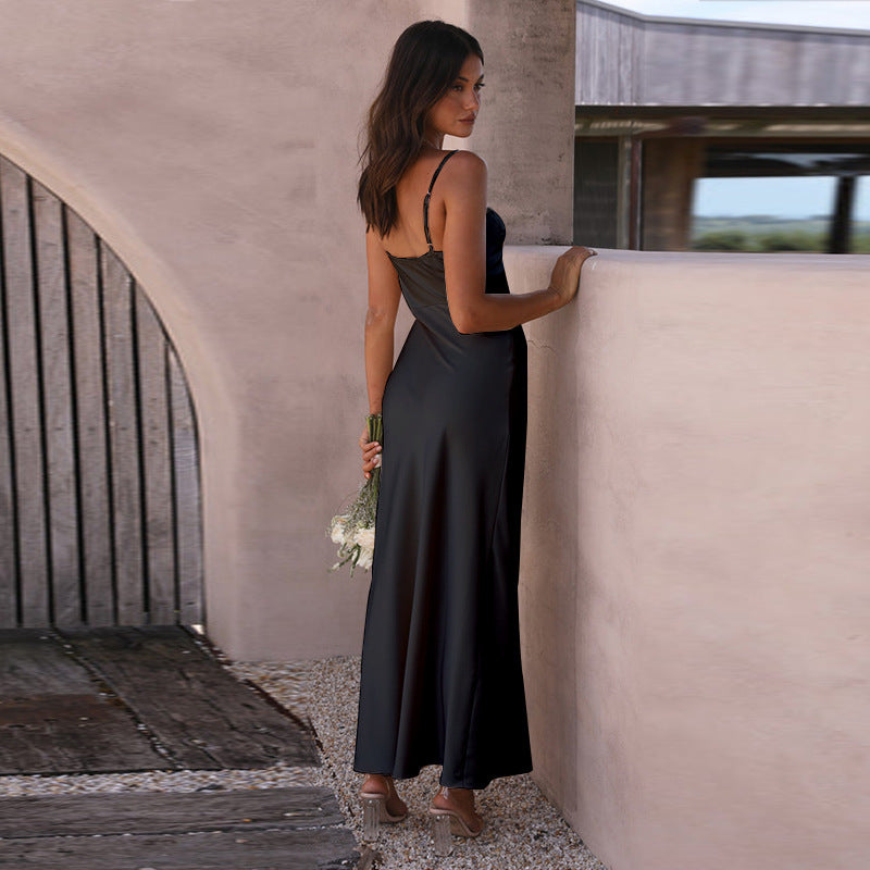 Sharon – Vestito estivo monocolore con spacco da donna