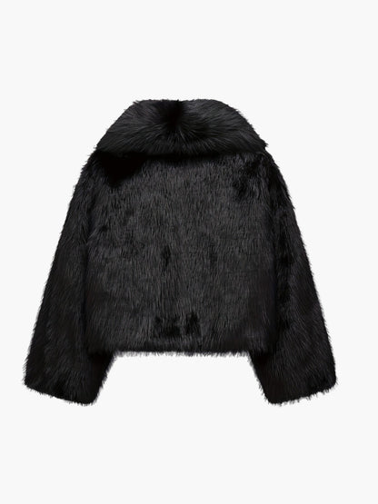 Veste courte en fausse fourrure pour femme au style chic élégant pour l'automne et l'hiver, coupe ample, idéale pour les occasions décontractées