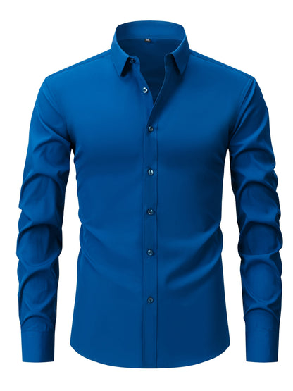 Chemise décontractée business homme coupe slim – Chemise élégante à manches longues pour le quotidien et le bureau