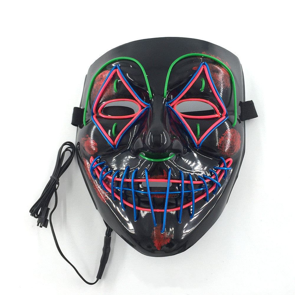 Masque lumineux LED Halloween pour adultes – Masque de fête et costume effrayant avec effet néon