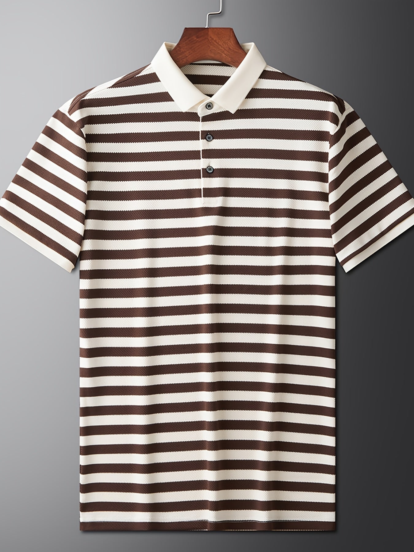 Męska koszulka polo z klasycznym wzorem w paski – krótki rękaw, elegancki styl casualowy