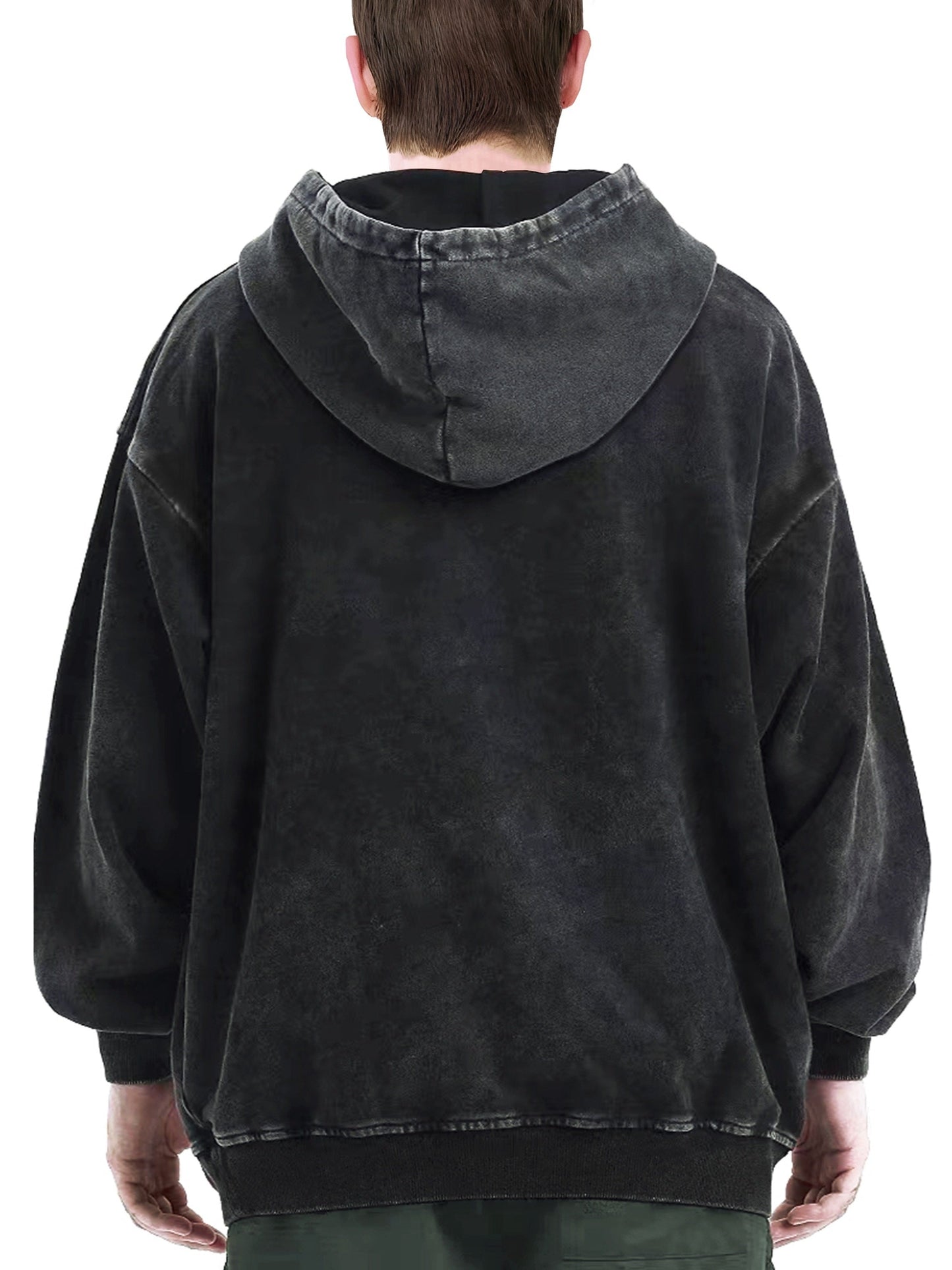 Unisex Kapuzenpullover Oversize Washed Dunkelgrau