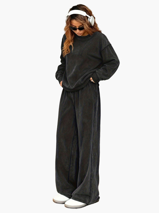 Dames Vrijetijds-Loungewear Set – Wijde Oversized Sweatshirt en Broek voor een Ontspannen Dagelijkse Stijl