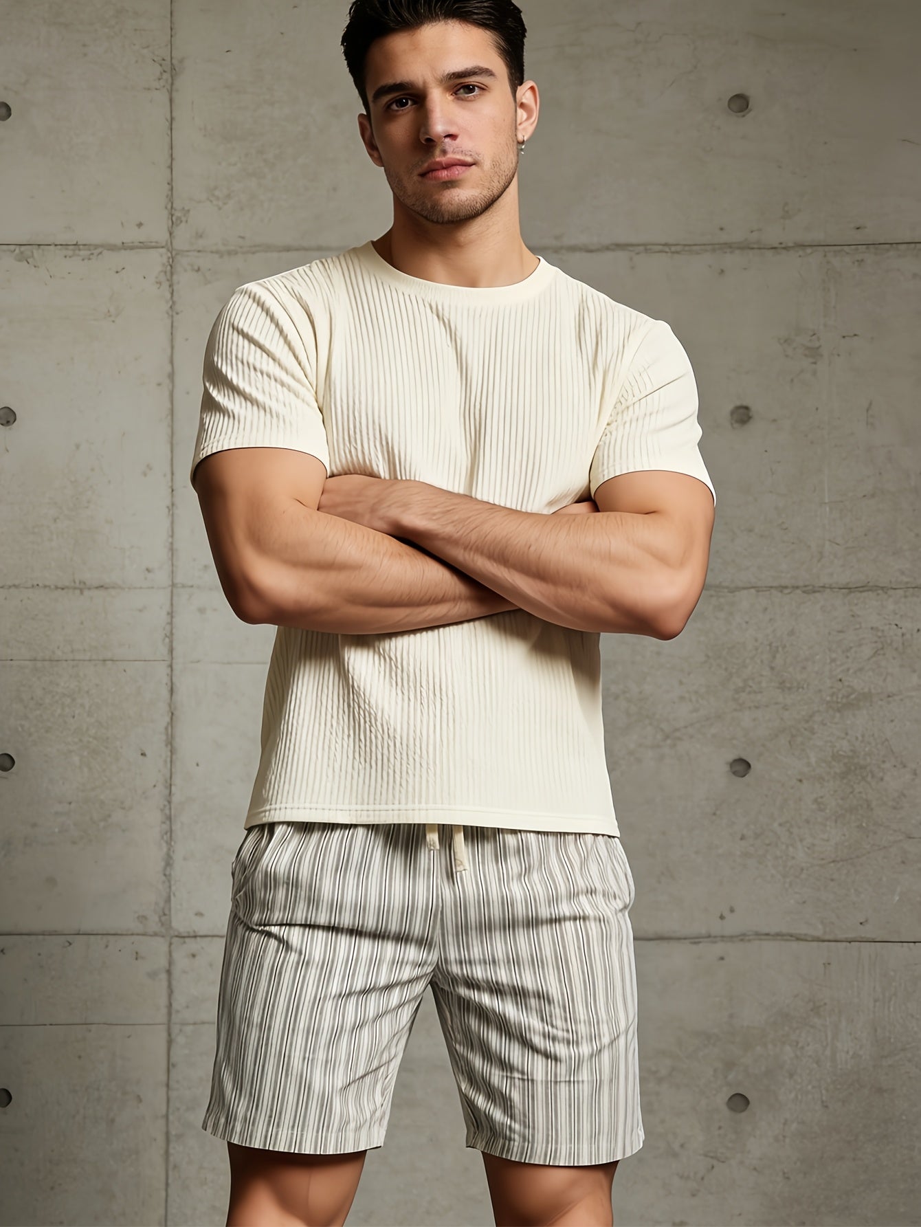 Herren Shorts mit Kordelzug und Streifenmuster – Lässiger Stil für Alltag & Freizeit