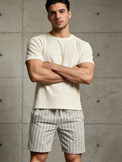 Herren Shorts mit Kordelzug und Streifenmuster – Lässiger Stil für Alltag & Freizeit