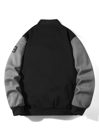 Chaqueta de béisbol unisex multicolor con parches «LA», chaqueta universitaria de estilo casual con cierre de botones