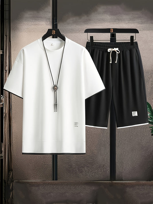 Heren vrijetijdsset streetstyle T-shirt & shorts voor zomer, trainings- en dagelijkse outfit