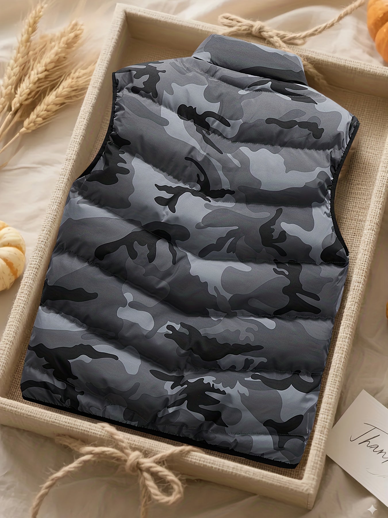 Gilet trapuntato mimetico da uomo con collo alto – gilet imbottito da outdoor