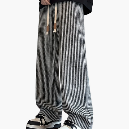 Herre Lige Skåret Fritidshose med Zigzag-mønster – Streetstyle Afslappet