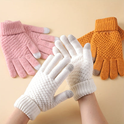 Guantes de punto unisex con función para pantalla táctil, con forro cálido