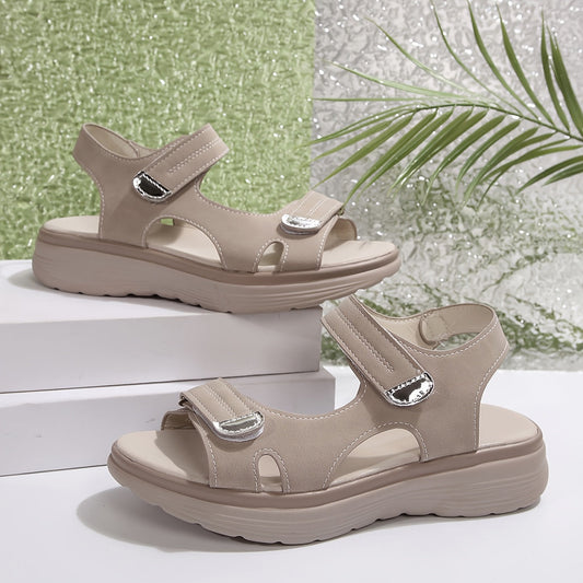 Dames comfortsandalen met klittenbandsluiting – dagelijkse en vrijetijds plateauzolen