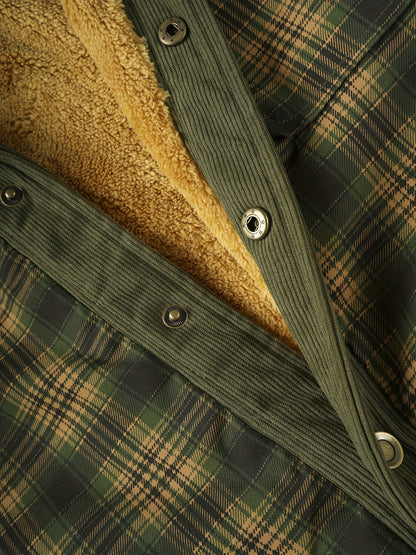 Geruit herenoverhemd met warme voering en corduroy-details