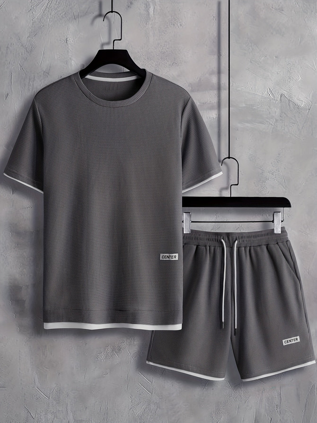 Ensemble décontracté homme T-shirt manches courtes & short – Tenue d'été décontractée avec col rond