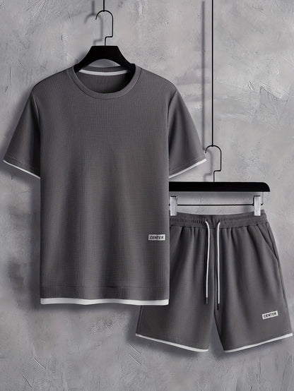 Ensemble décontracté homme T-shirt manches courtes & short – Tenue d'été décontractée avec col rond