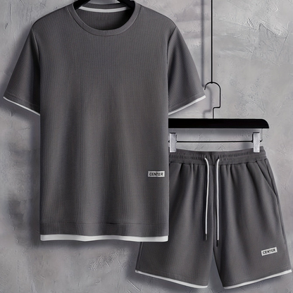 Ensemble décontracté homme T-shirt manches courtes & short – Tenue d'été décontractée avec col rond