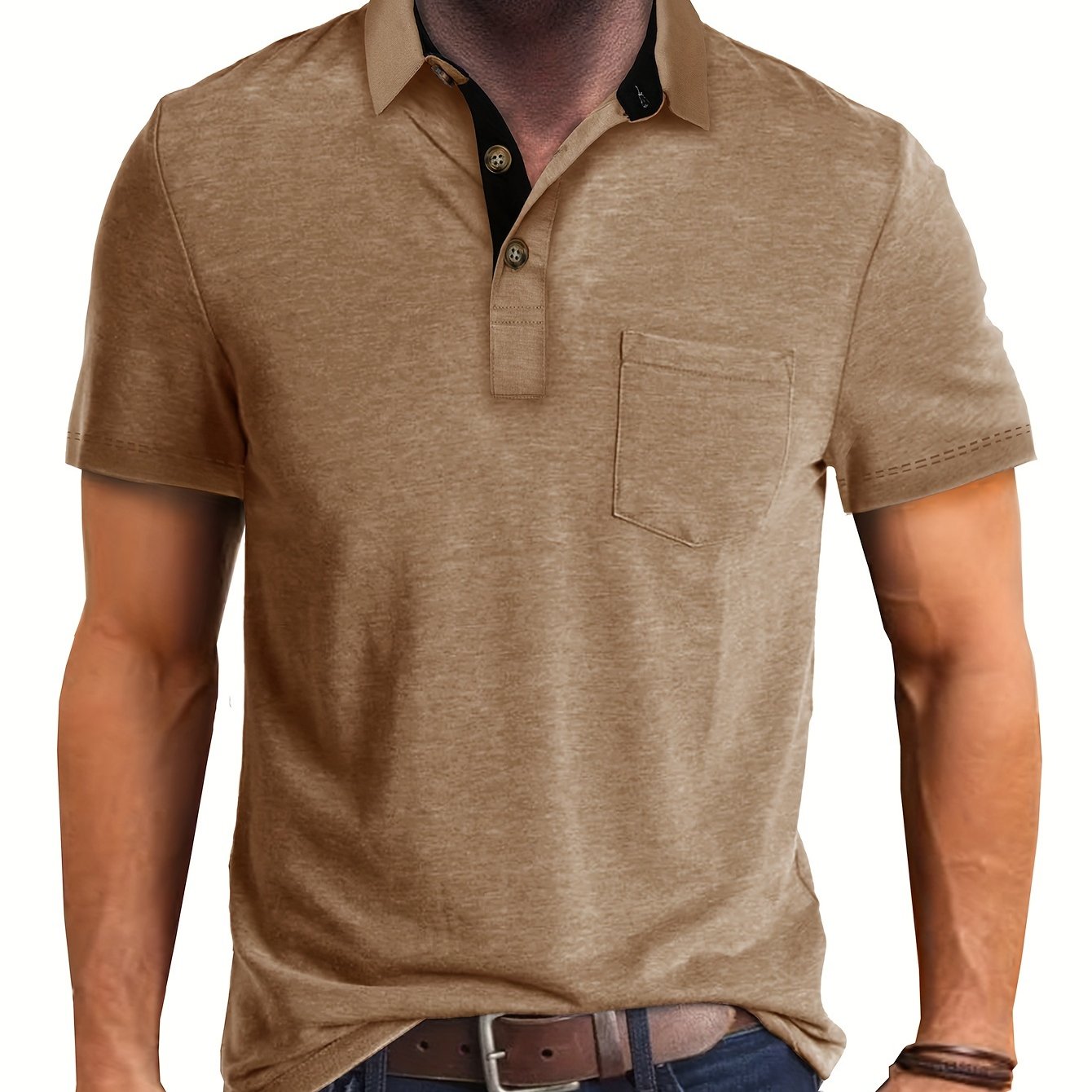 Polo uomo manica corta con taschino – Camicia casual moderna per tutti i giorni e il tempo libero