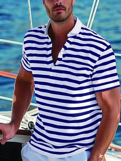 Herren Polo-Shirt mit Streifen – Maritimer Stil, Freizeit & Sommermode