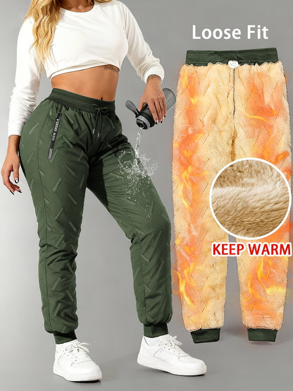 Pantaloni da jogging invernali da donna, imbottiti e idrorepellenti, per sport e tempo libero