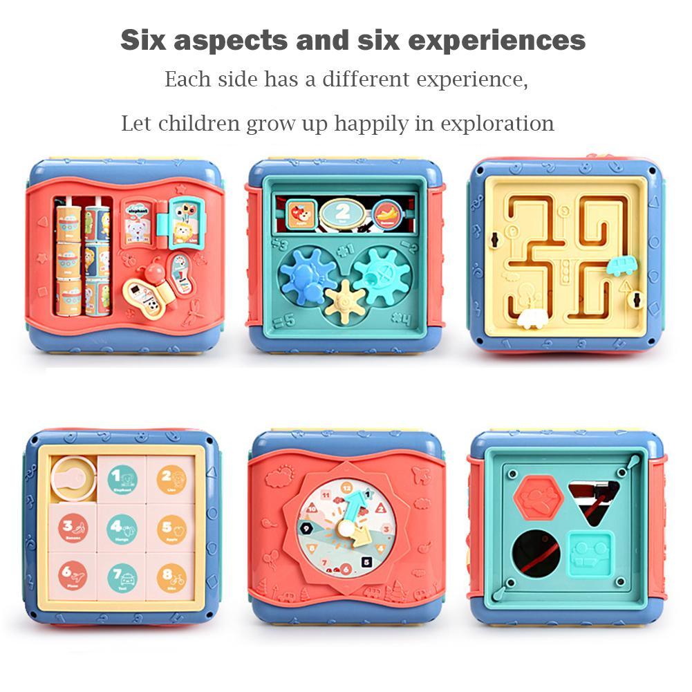 Cube d'apprentissage Montessori pour enfants – Jouet à six faces avec labyrinthe, engrenages et activités – Jouet éducatif précoce
