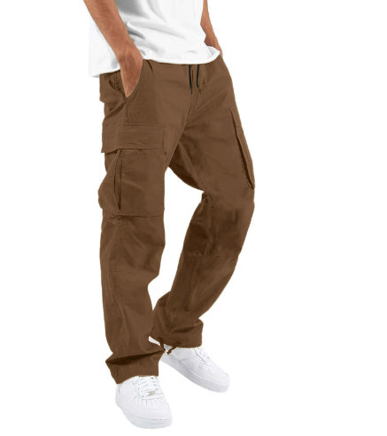 Pantalon cargo pour homme style streetwear – Pantalon décontracté confortable à coupe droite avec grandes poches