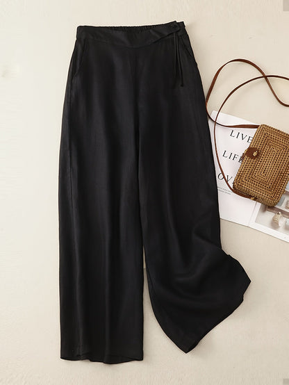 Pantaloni da tempo libero donna a gamba larga con vita alta e coulisse – Look estivo elegante per tutti i giorni e l’ufficio
