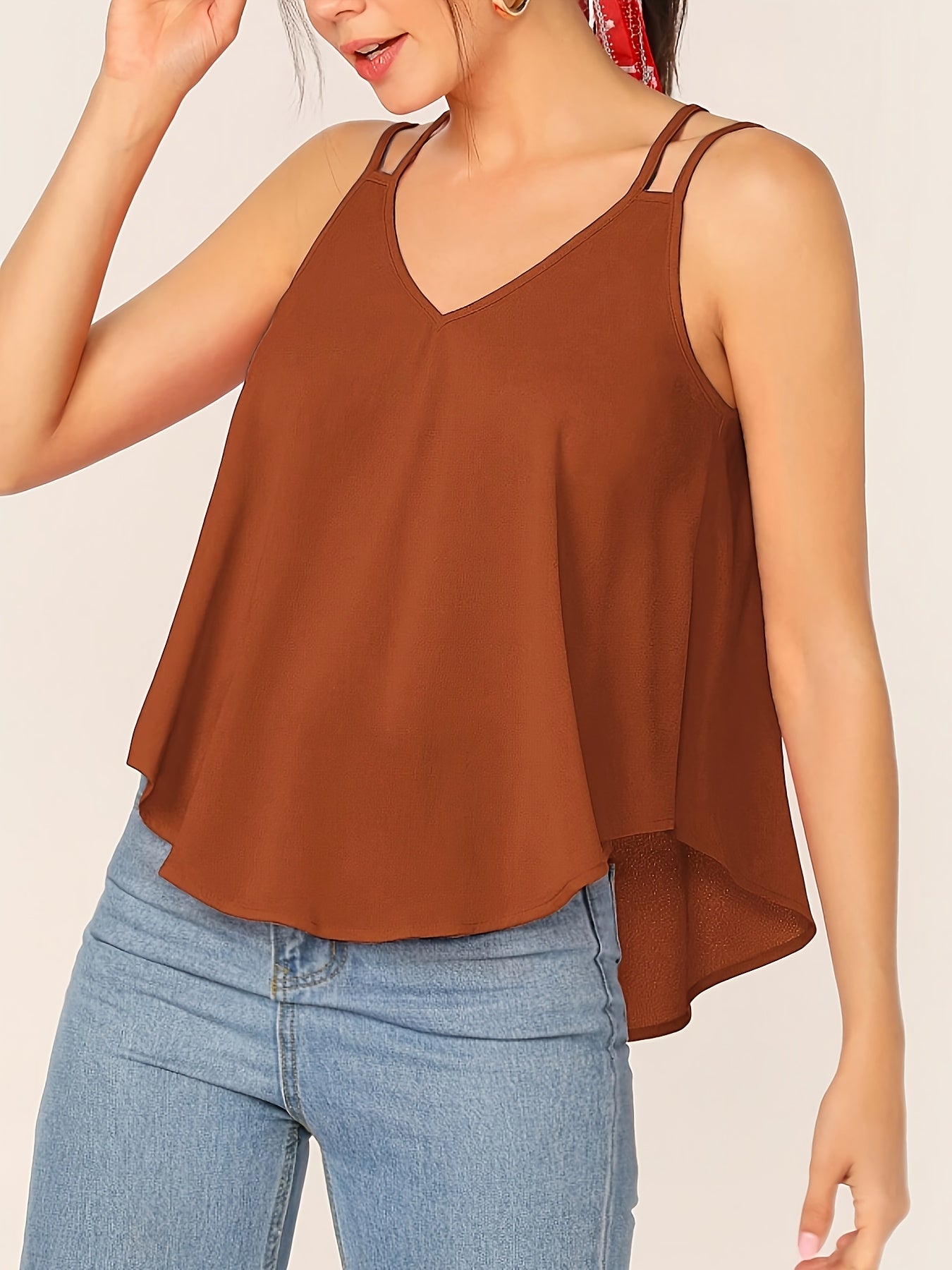 Top de verano para mujer con tirantes dobles y corte holgado – Camisola de moda para tiempo libre