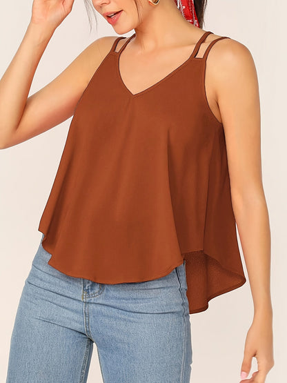 Top de verano para mujer con tirantes dobles y corte holgado – Camisola de moda para tiempo libre