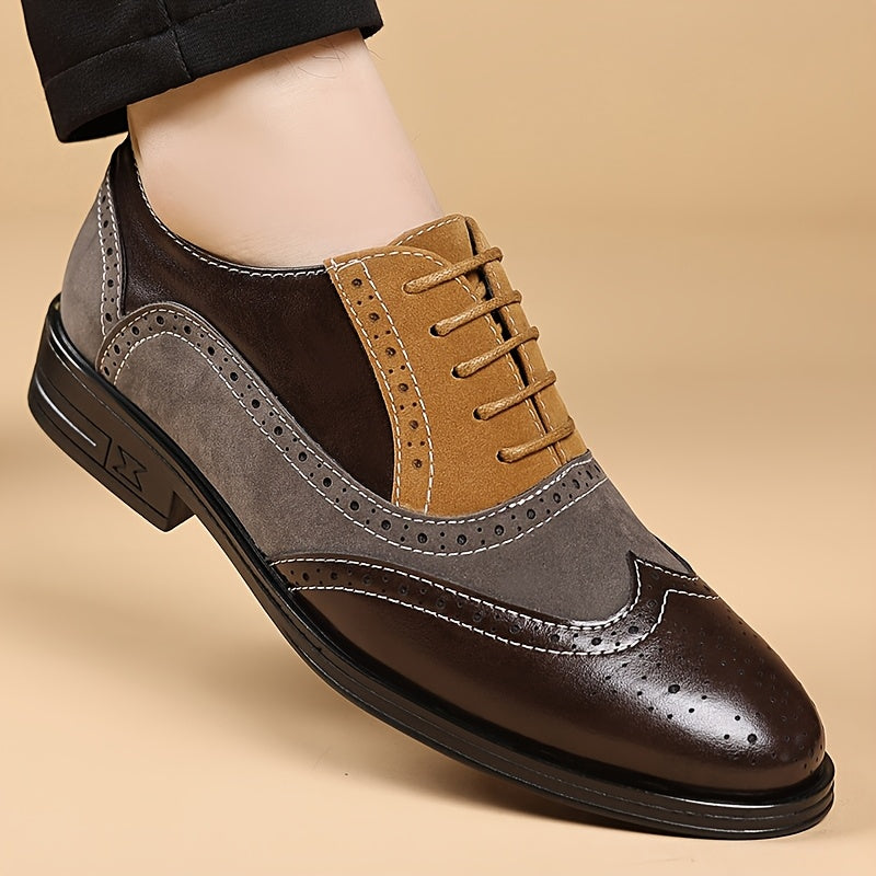 Herren Business Freizeitschuhe Klassische Brogue-Schnürschuhe für Alltag und Büro