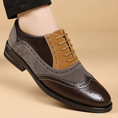 Herren Business Freizeitschuhe Klassische Brogue-Schnürschuhe für Alltag und Büro