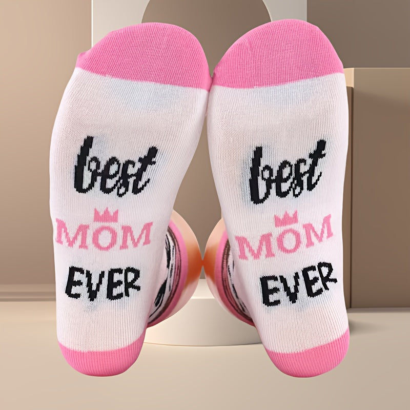 Chaussettes femme avec inscription – Idée cadeau amusante pour mamans – Meilleure maman du monde – Chaussettes confortables pour loisirs