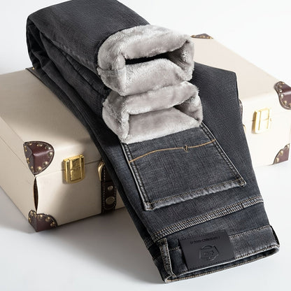 Thermo Jeans Herren gefüttert Winterhose Grau / Dunkelblau