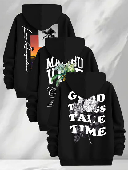 Hoodie mit Kapuze & Kordelzug, Fronttasche, Langarm, verschiedene Designs