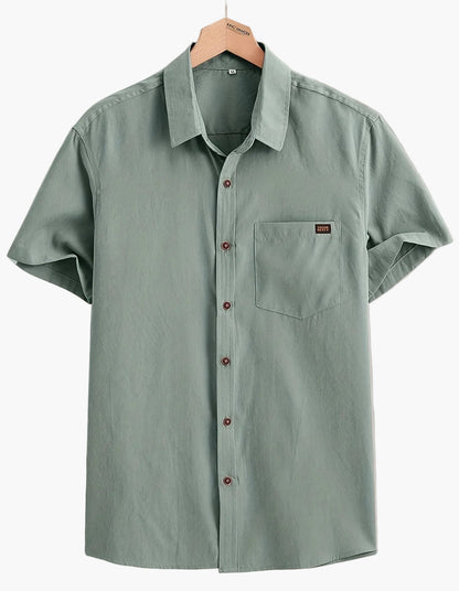 Chemise décontractée homme à manches courtes avec patte de boutonnage – Chemise d'été moderne pour le quotidien et le bureau