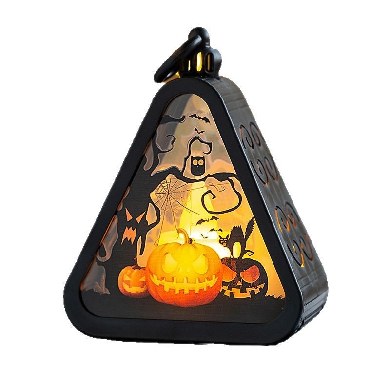Lanterne LED déco Halloween triangulaire – Pour une ambiance Halloween chaleureuse et fêtes