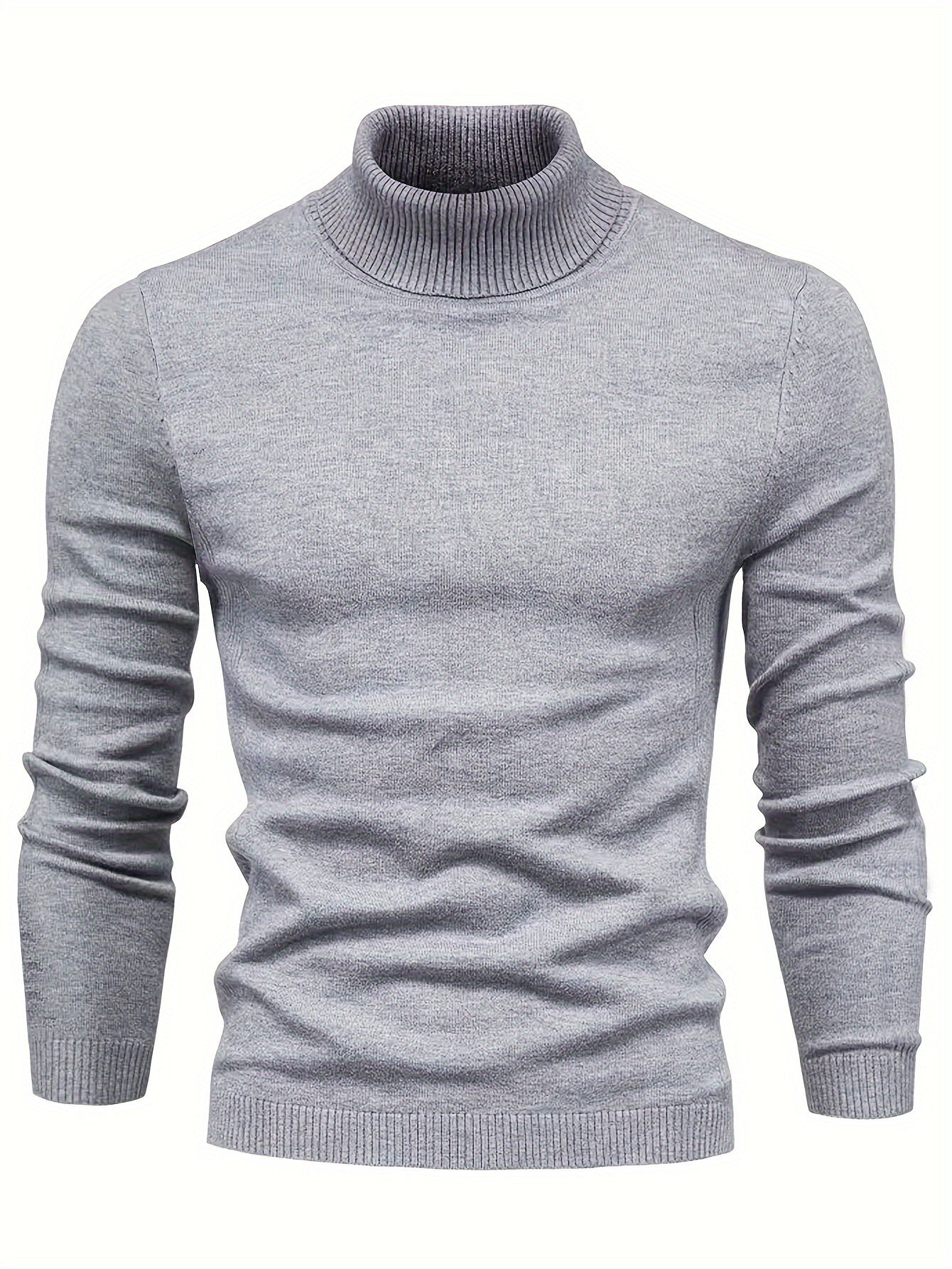 Klassisk ribstrikket rullekravesweater til mænd