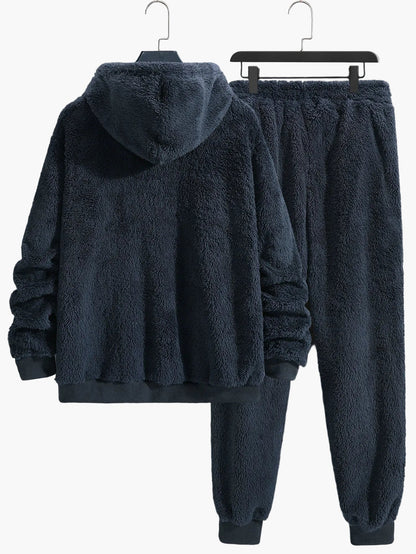 Herre fleece hoodie joggingdragt todelt – hyggeligt fritidstøj til sport & loungewear