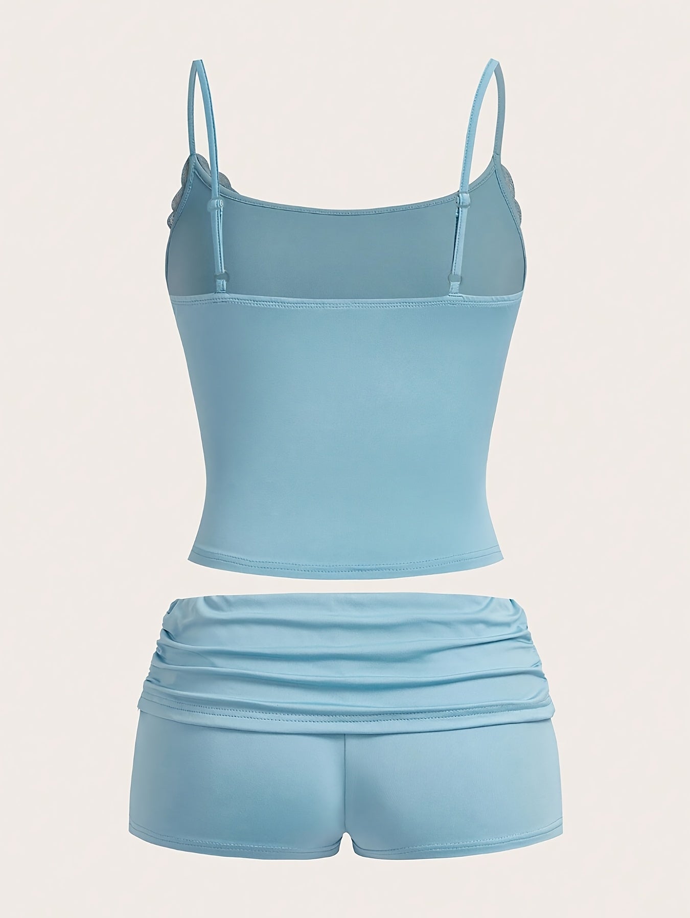 Dame Loungewear Sæt – Elegant kort top og shorts, ideel til fritid og sommer