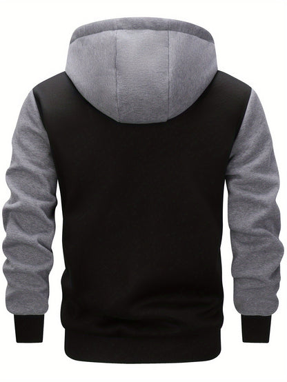 Herren Kapuzenjacke College-Stil Schwarz Grau mit "LA 77" Aufdruck