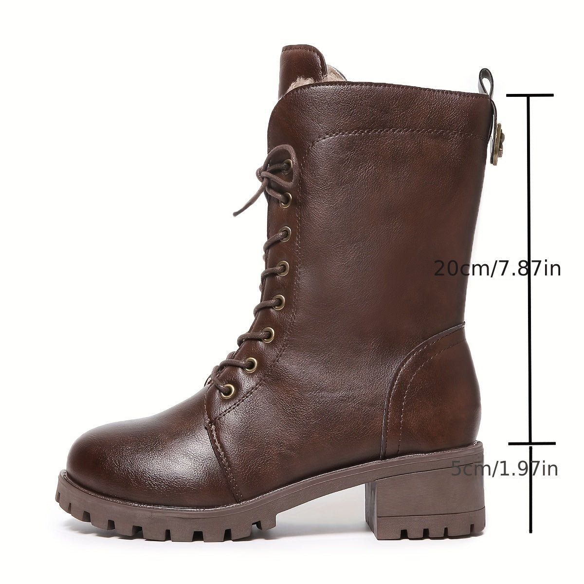 Braune Schnürstiefel mit Futter und Reißverschluss