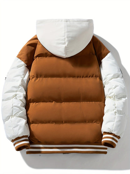 Steppjacke Herren Bomberjacke College-Stil Kapuze Grün
