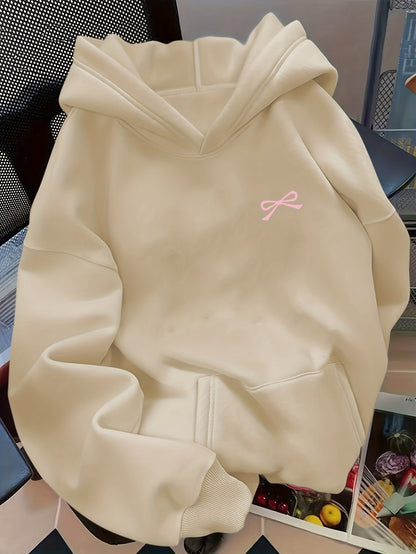 Sudadera con capucha extragrande para mujer, con bordado de lazo
