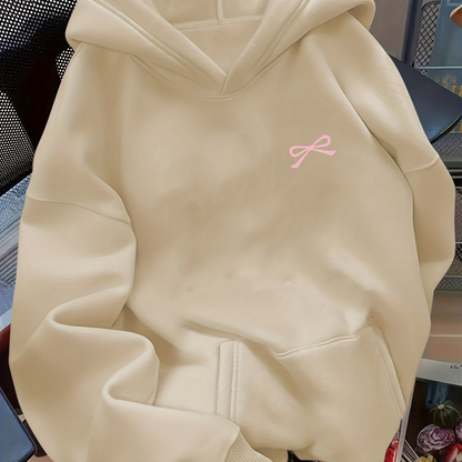 Sudadera con capucha extragrande para mujer, con bordado de lazo