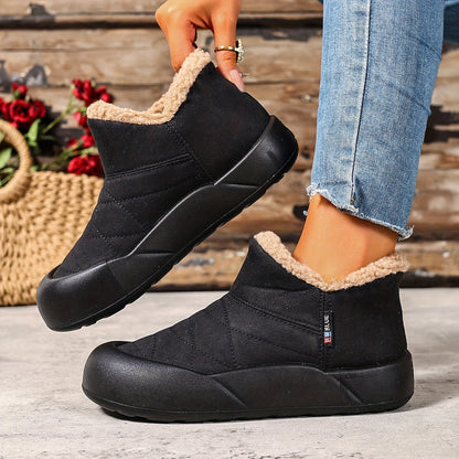Gefütterte Stiefeletten Damen Winterstiefel Warm Komfortabel mit Profilsohle Grau