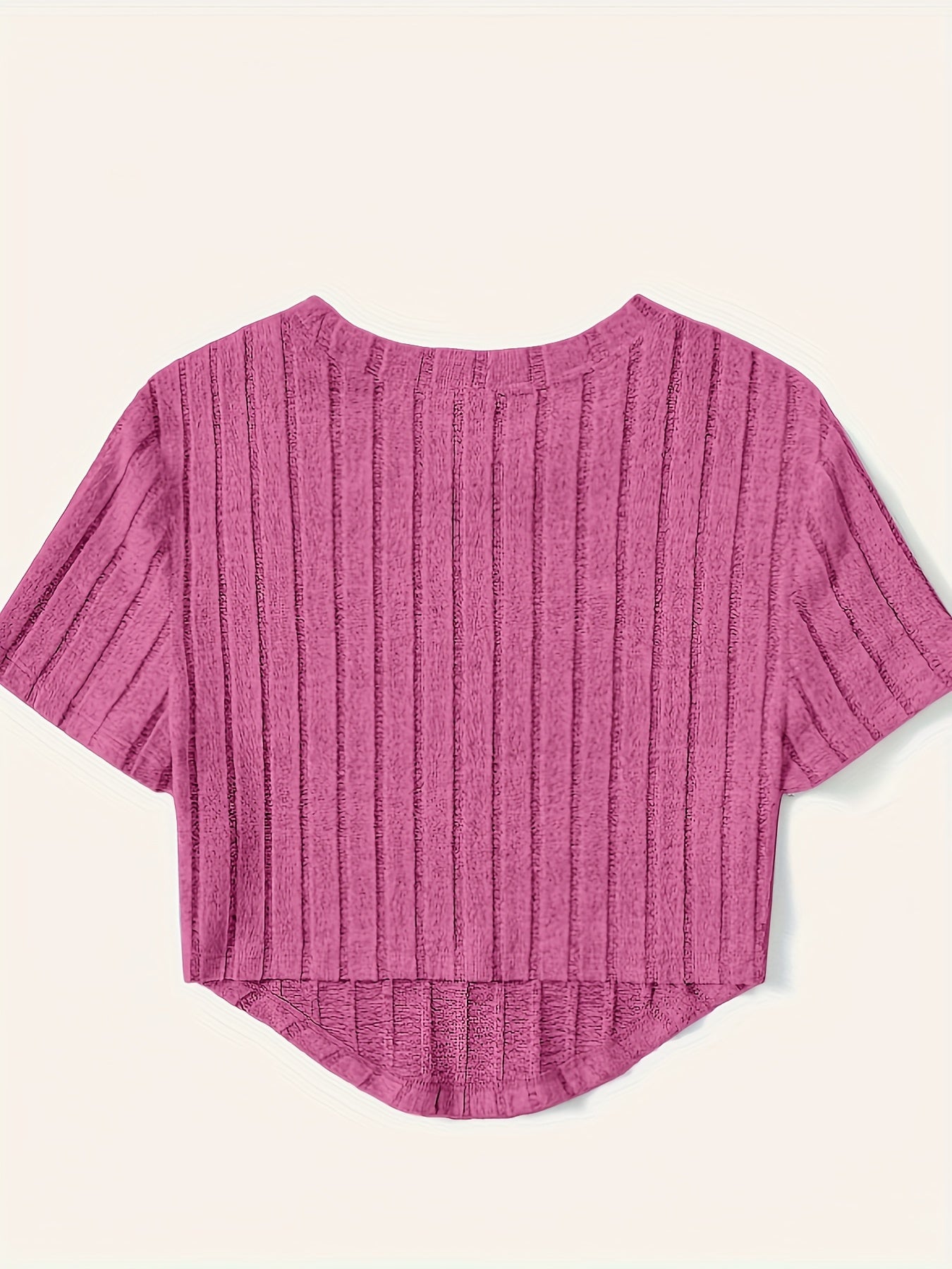Dame kortermet ribbestrikket crop-top – avslappet sommer fritidsskjorte
