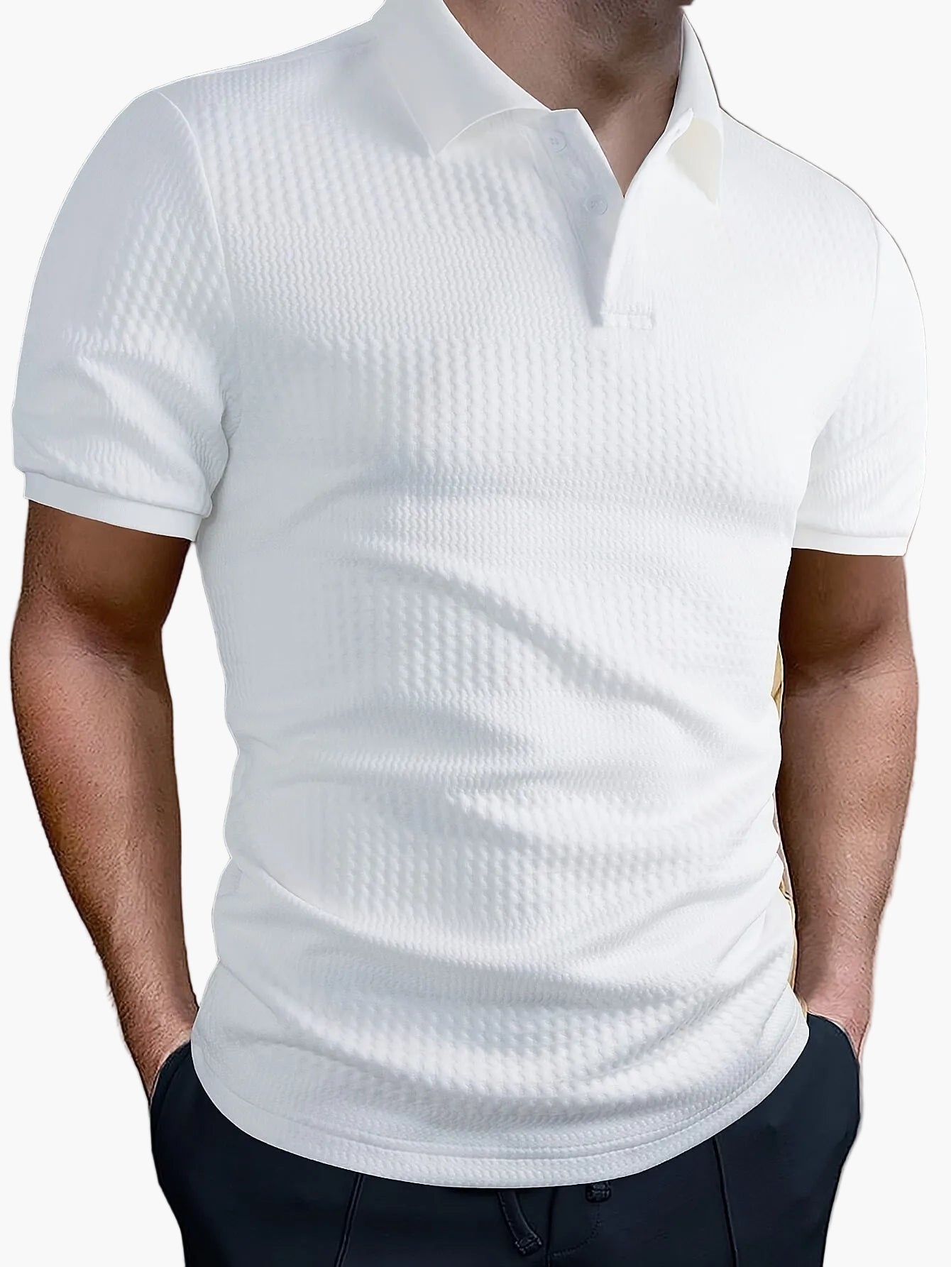 Herren Polohemd Slim Fit Freizeit Geometrisches Muster Kurzarm für Alltag und Büro