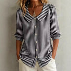 Gestreepte blouse voor dames met knopen