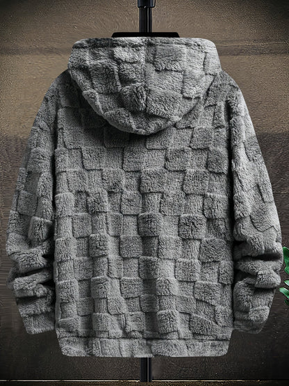 Kuscheliger Hoodie mit Karomuster und Stickerei, mit Kapuze
